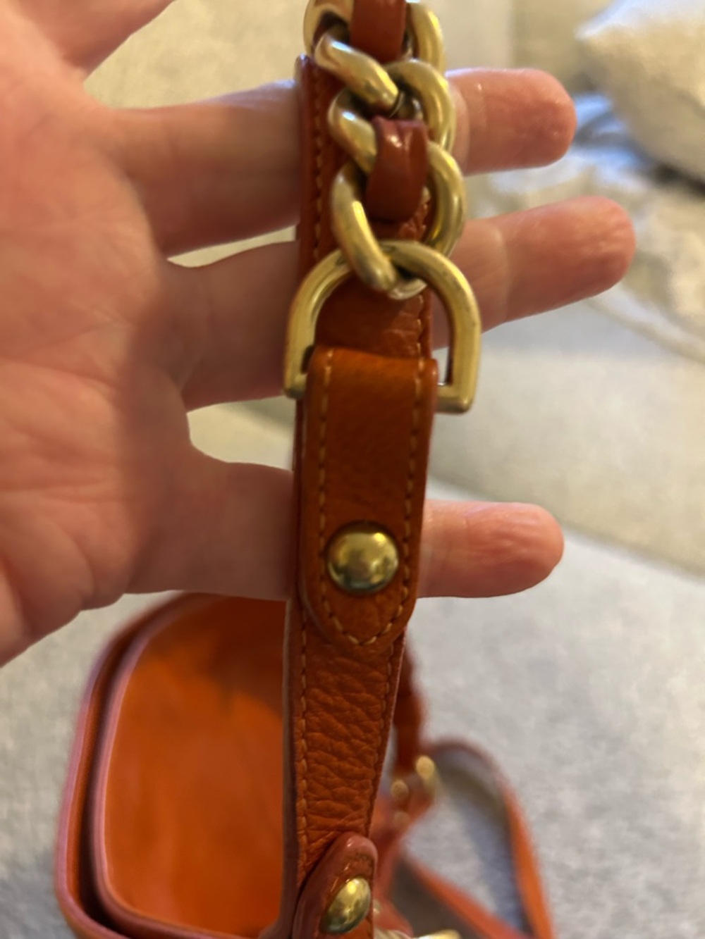 Brahmin Pebbled Leather Crossbody in Burnt Orange with Gold Hardware - Picture 12 of 15
